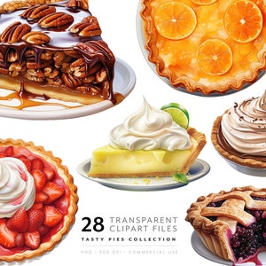 Pacote de clipart de torta em aquarela - Guloseimas doces PNG Sobremesa Torta de maçã Clip Art Ilustração de comida para menu e cartão de álbum de recortes Restaurante