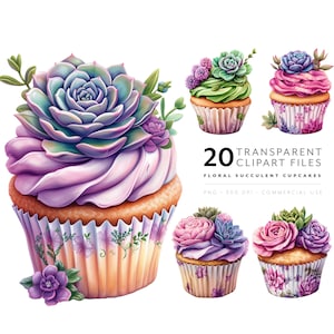 Cupcake Clipart, Aquarell Dessert & Kawaii Food PNGs von saftigen Muffins und Capcakes, Clip Art für Partykartendesign, Restaurantkarte