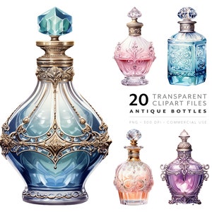 Clipart bouteille - parfum fichier PNG, Fashion Girl, verre antique & vintage Clip Art, parfum et graphiques de journée de spa pour scrapbooking et agenda