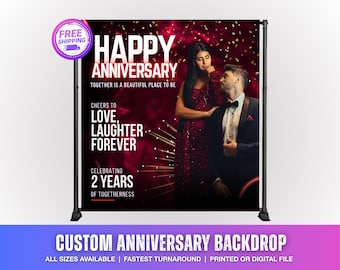 Custom Anniversary Backdrop: Custom Vinyl Photo Banner