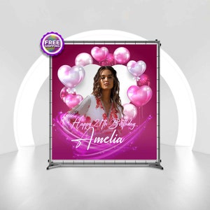 21st Birthday Backdrop, Custom Birthday Banner, Step and Repeat Backdrop, Picture Backdrop Photo, Vinyl Party Backdrop