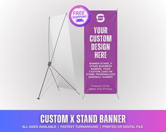 Custom X-Stand Banner, Banner Stand, X Stand Business Banner, Your custom Logo on Stand, Personalized baseball Banner