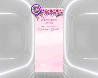 40th Wedding Anniversary X Stand Banner, Custom Birthday Banner, Step and Repeat Backdrop, Picture Backdrop Photo, Vinyl Party Backdrop