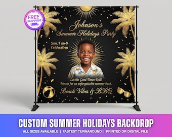 Custom Summer Holiday Backdrop: Custom Vinyl Photo Banner