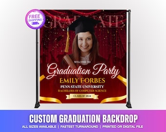 Custom Graduation Party Backdrop: Custom Vinyl Photo Banner