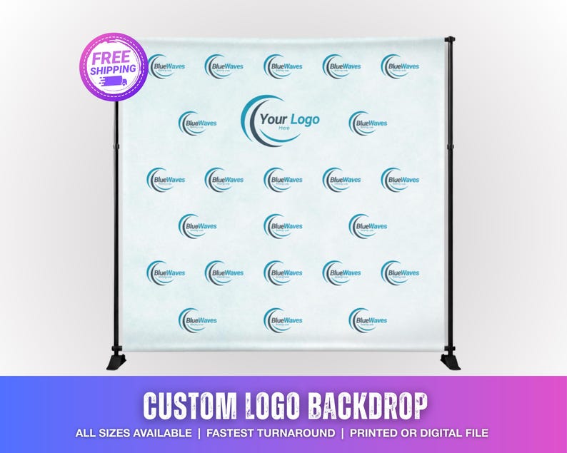 Custom Logo Backdrop: Business Banner, Step and Repeat, Vinyl Business Corporate Decor image 1