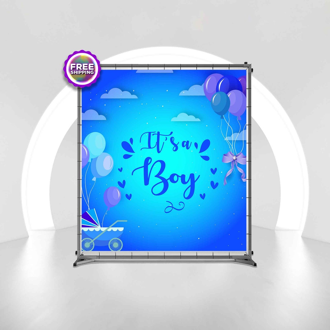 Custom Boy Gender Reveal Backdrop, Custom Birthday Banner, Step and Repeat Backdrop, Picture