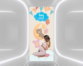 Custom Subject Baby Shower X Stand Banner, Custom Birthday Banner, Step and Repeat Backdrop, Picture Backdrop Photo, Vinyl Party Backdrop