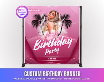 Custom Birthday Banner: Personalized Photo Backdrop for Parties