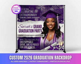 Custom Graduation Party Backdrop: Custom Vinyl Photo Banner