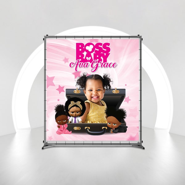 Boss Baby Custom Birthday Backdrop, Custom Birthday Banner, Step and Repeat Backdrop, Picture Backdrop Photo, Vinyl Party Backdrop