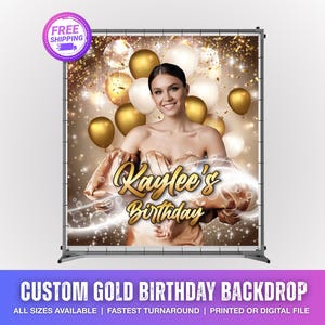Custom Gold Birthday Backdrop | Vinyl Photo Banner
