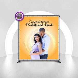 Custom Gold Baby Shower Backdrop, Custom Birthday Banner, Step and Repeat Backdrop, Picture Backdrop Photo, Vinyl Party Backdrop