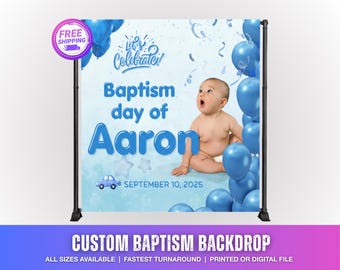 Custom Baptism Backdrop: Custom Vinyl Photo Banner