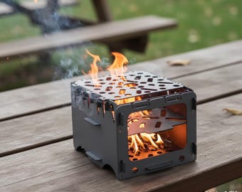 Tragbarer Holzherd Laser Cut Plan, Faltbarer Camp Grill DXF-3B Pdf-Datei (Digitale Dateien)