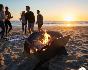 Portable Fire Pit DXF File Laser Cut Camping Stove Collapsible Garden Heater Digital Plan