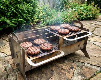 Portable Camping Grill DXF Files Laser Cut BBQ Plan Collapsible Fire Pit Digital
