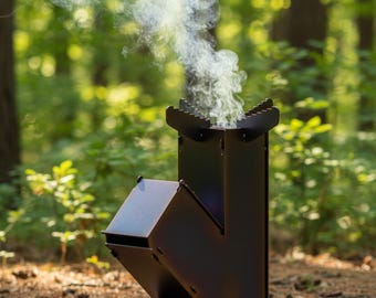 Planos de estufa cohete portátil / Diseño cortado a láser sin soldadura (descarga digital) DXF