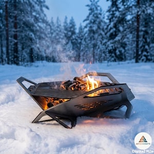 Portable Camping Grill DXF File Laser Cut BBQ Plan Collapsible Fire Pit Vector - 4mm