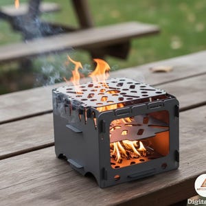 Tragbarer Holzherd Laser Cut Plan, Faltbarer Camp Grill DXF-Datei (Digitale Dateien) (1 mm)