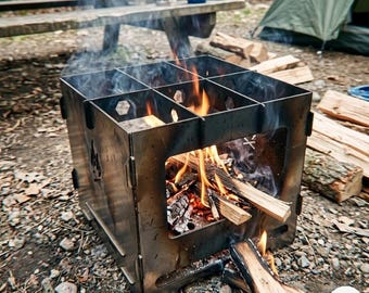 Portable Interlocking Fire Stove Laser Cut DXF Digital File for Outdoor Camping Garden