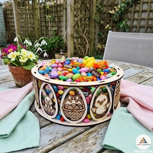 Easter Candy Bowl DXF File 3mm Plywood Bunny Chick Chocolate Holder Laser Cut