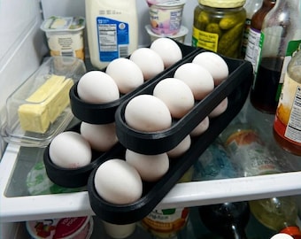 Gravity Egg Dispenser met dubbele rail 3D-afdrukbaar CAD-model STL keukenorganizer