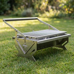 Portable No-Weld BBQ Grill DXF File for Laser Cut: Foldable Outdoor Vector Plan image 2