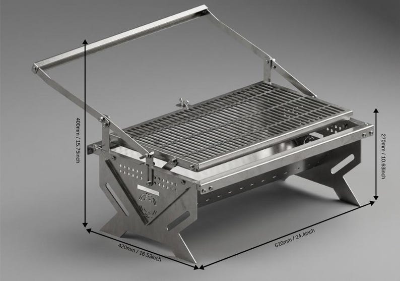 Portable No-Weld BBQ Grill DXF File for Laser Cut: Foldable Outdoor Vector Plan image 9
