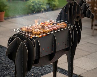 Archivo de corte láser para parrilla de barbacoa de ciervo, plano para fogata de metal (descarga digital de 3 mm)