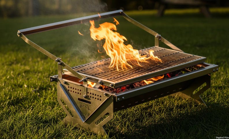 Portable No-Weld BBQ Grill DXF File for Laser Cut: Foldable Outdoor Vector Plan image 8