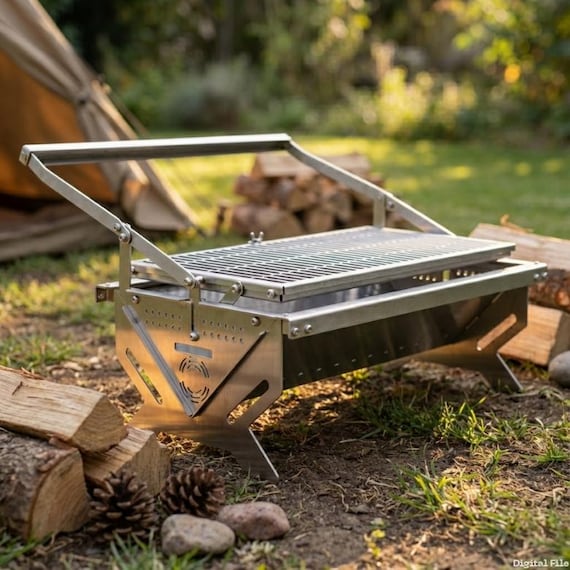 Portable Grill, Foldable BBQ, Laser Cut DXF Files (Digital Download)
