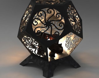 Ontwerp voor een vuurkorf met patroon (DXF-bestanden), lasergesneden tuinkachel, buitenkachel, campingkachel.