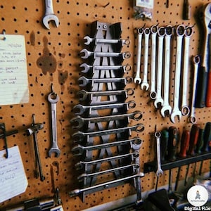 Suporte para 12 chaves inglesas, organizador de ferramentas para oficina/garagem - Arquivo DXF para corte a laser