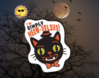 I'm Simply Meow-Velous Black Cat Sticker, Halloween, For Water Bottle, Phone Case, Laptop, Sticker Lovers, Birthdays, Friends, School, Party