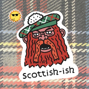 Scottish-ish Highlander Scotsman Vinyl Decal, Scottish Beard Dude Sticker