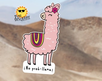 No Prob-llama Sticker: Pink Llama Decal, Laptop/Water Bottle Sticker