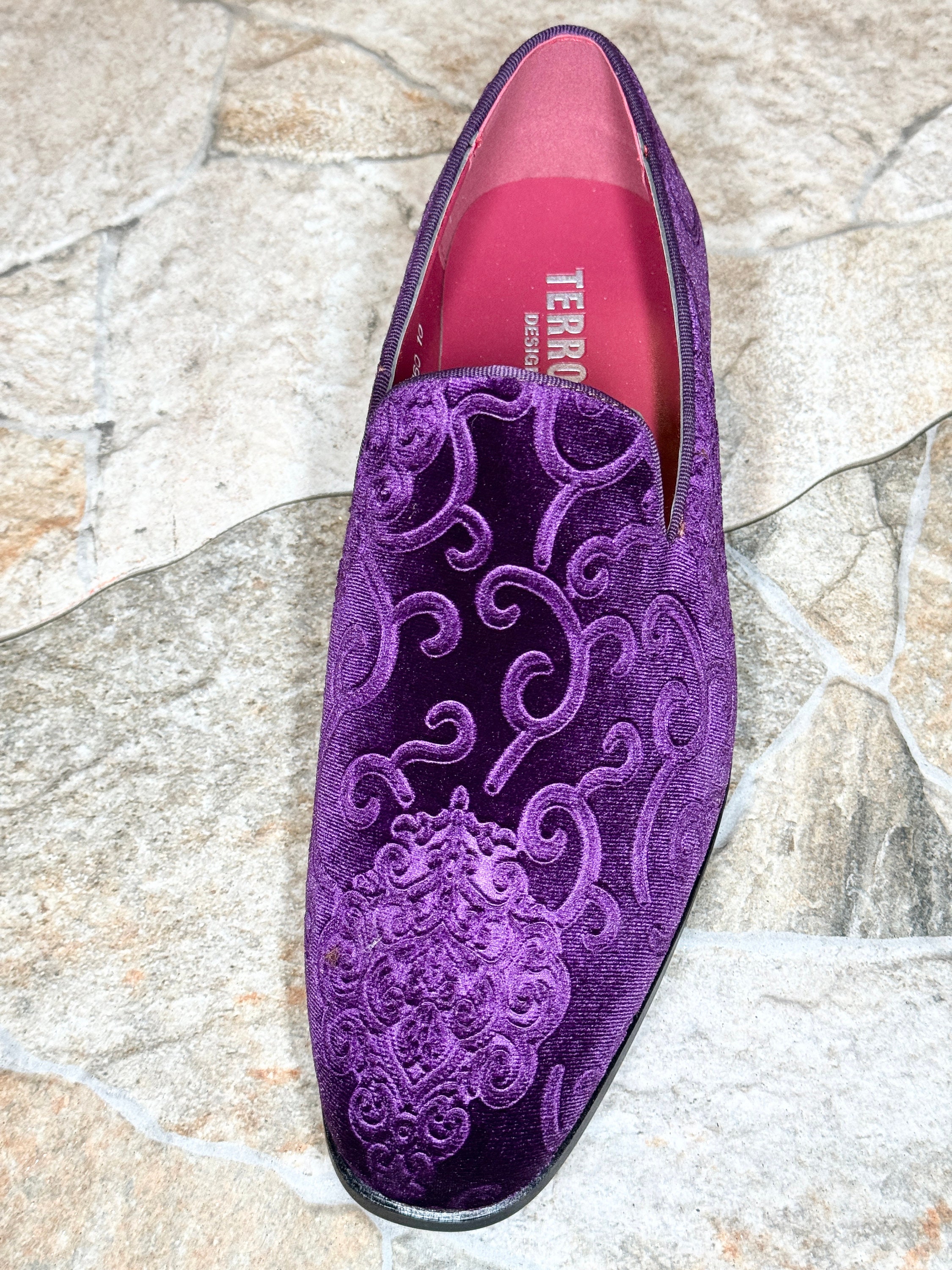 mens purple suede dress shoes Corrente Men's H Buckle Almond Toe Purple Premium Suede Leather Loafer