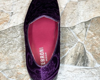 Terroni Burgundy Men\'s Slip-On Dress Shoe-Faux Suede-Paisley Print-Fashionable Terroni Burgundy Men main image 4