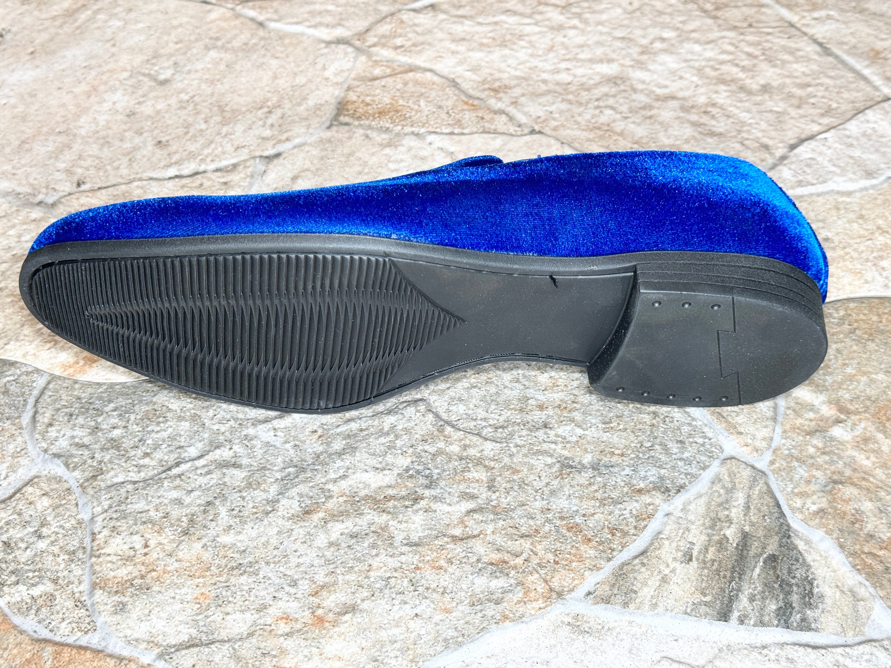 Terroni Royal Blue Men\'s Slip-On Dress Shoe-Faux Suede-Paisley Print-Fashionable Terroni Royal Blue Men main image 3
