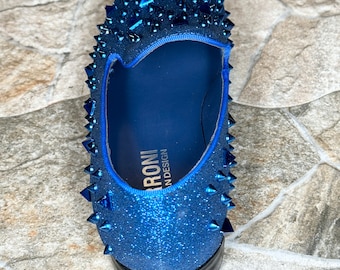 Terroni Royal Blue Men's Slip-on Spikes Dress Shoe-fashionable