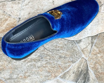 Terroni Royal Blue Men's Slip-On Dress Shoe-Fashionable-Italian Design-Luxury Comfort Dress Shoe-Gold Pantherhead- Wedding Shoe-Prom Shoe Terroni Royal Blue Men's Slip-On Dress Shoe-Fashionable-Italian Design-Luxury Comfort Dress Shoe-Gold Pantherhead- Wedding Shoe-Prom Shoe