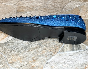 Terroni Royal Blue Men's Slip-on Spikes Dress Shoe-fashionable