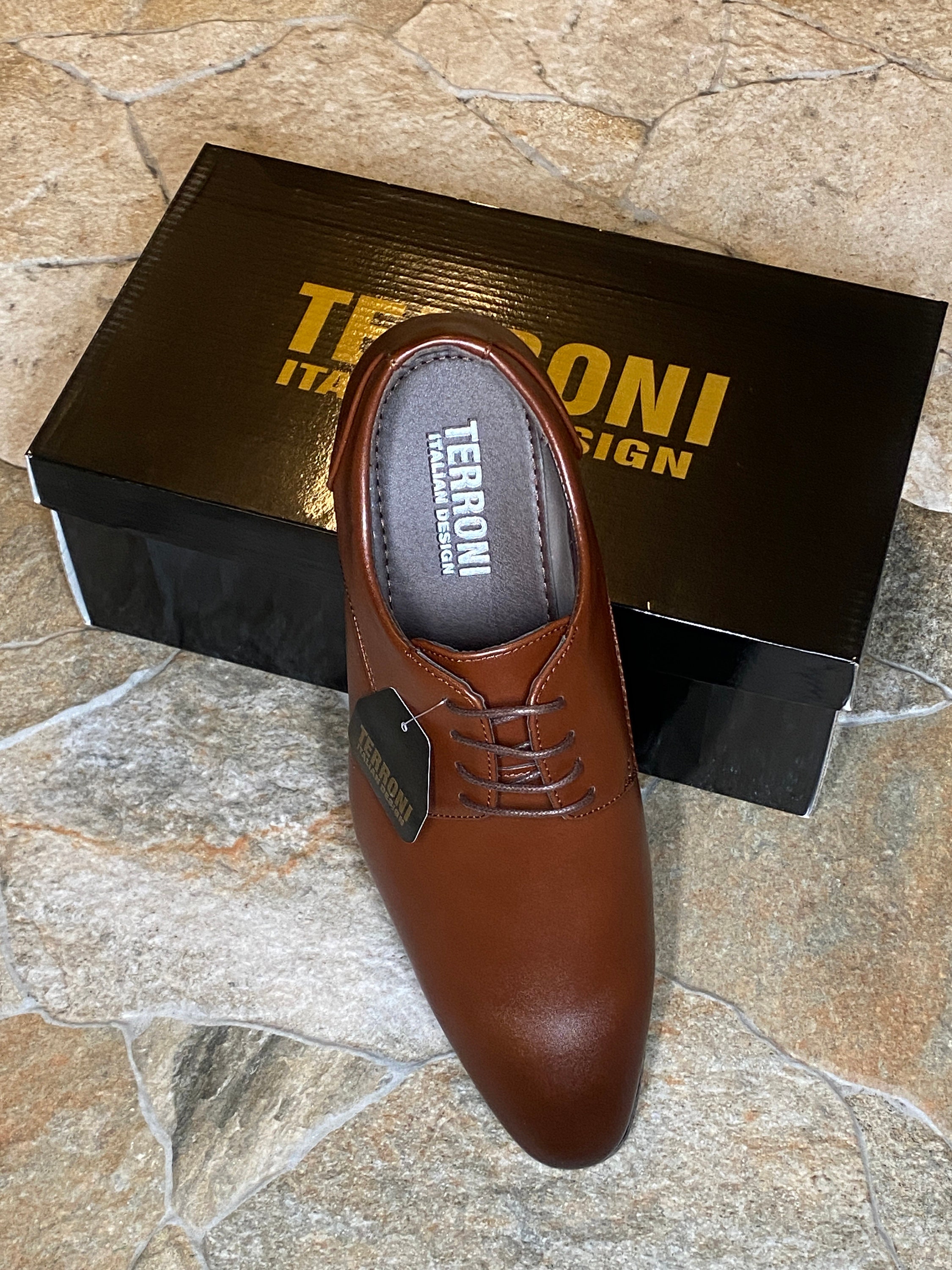 Terroni Men\'s Cognac Lace Dress Shoe-Fashionable-Synthetic Leather Magnanni Mens Cognac Lace Up Size 10 M Dress Shoes | eBay main image 4