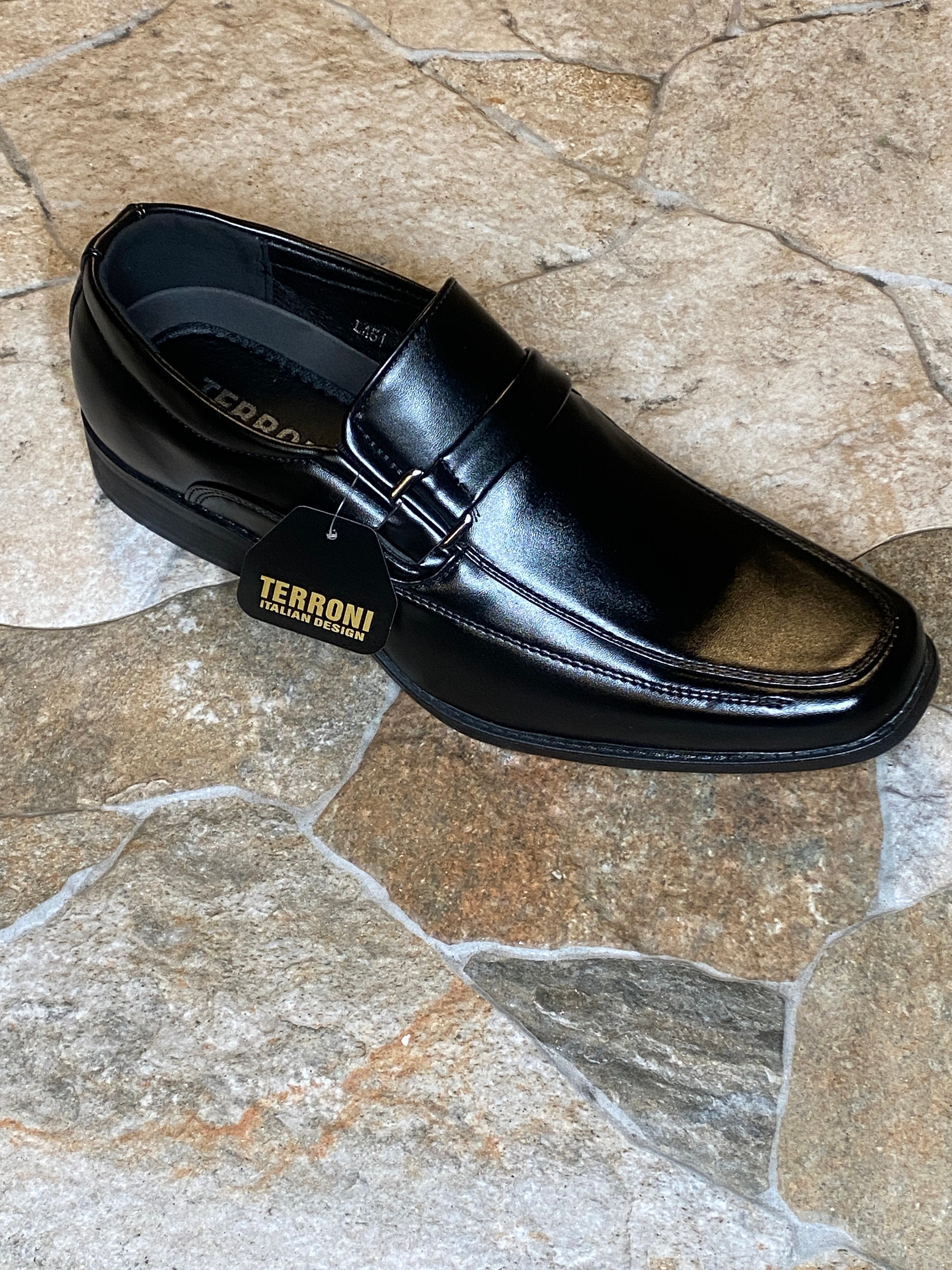 Terroni Black Men\'s Slip-On Dress Shoe-Fashionable-Italian Design Terroni Italian Design Red Saints Design Men main image 2