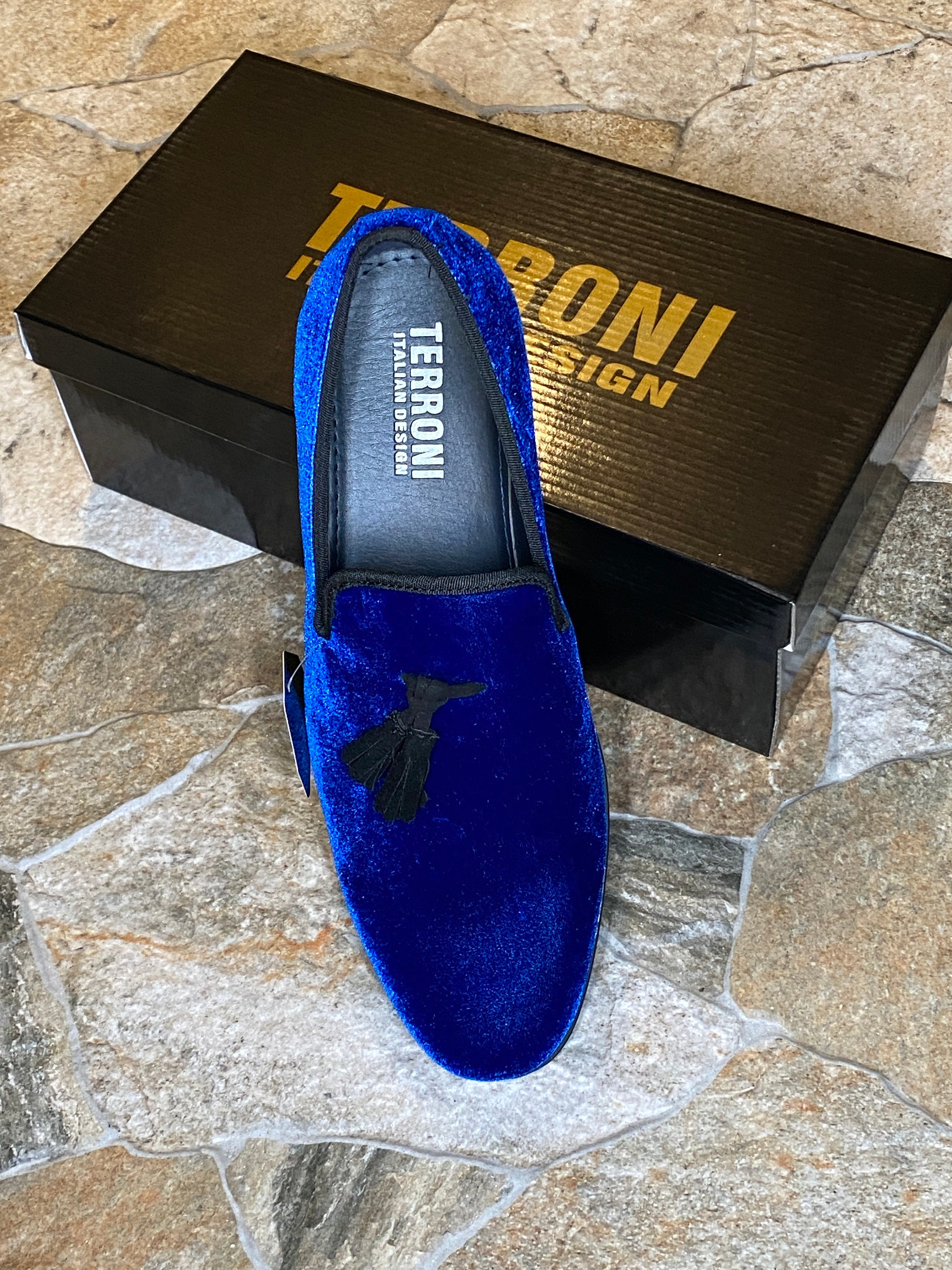 Terroni Royal Blue Men\'s Slip-On Dress Shoe-Fashionable-Italian Design Terroni Royal Blue Men main image 2