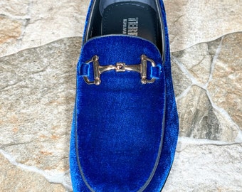 Terroni Royal Blue Men\'s Slip-On Gold Buckle Dress Shoe-Fashionable Terroni Royal Blue Men main image 3