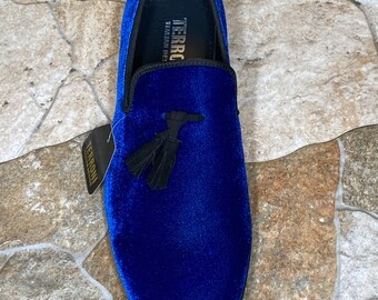 Terroni Royal Blue Men\'s Slip-On Loafer Shoe-Faux Suede-Tassel-Fashionable Terroni Royal Blue Men main image 2