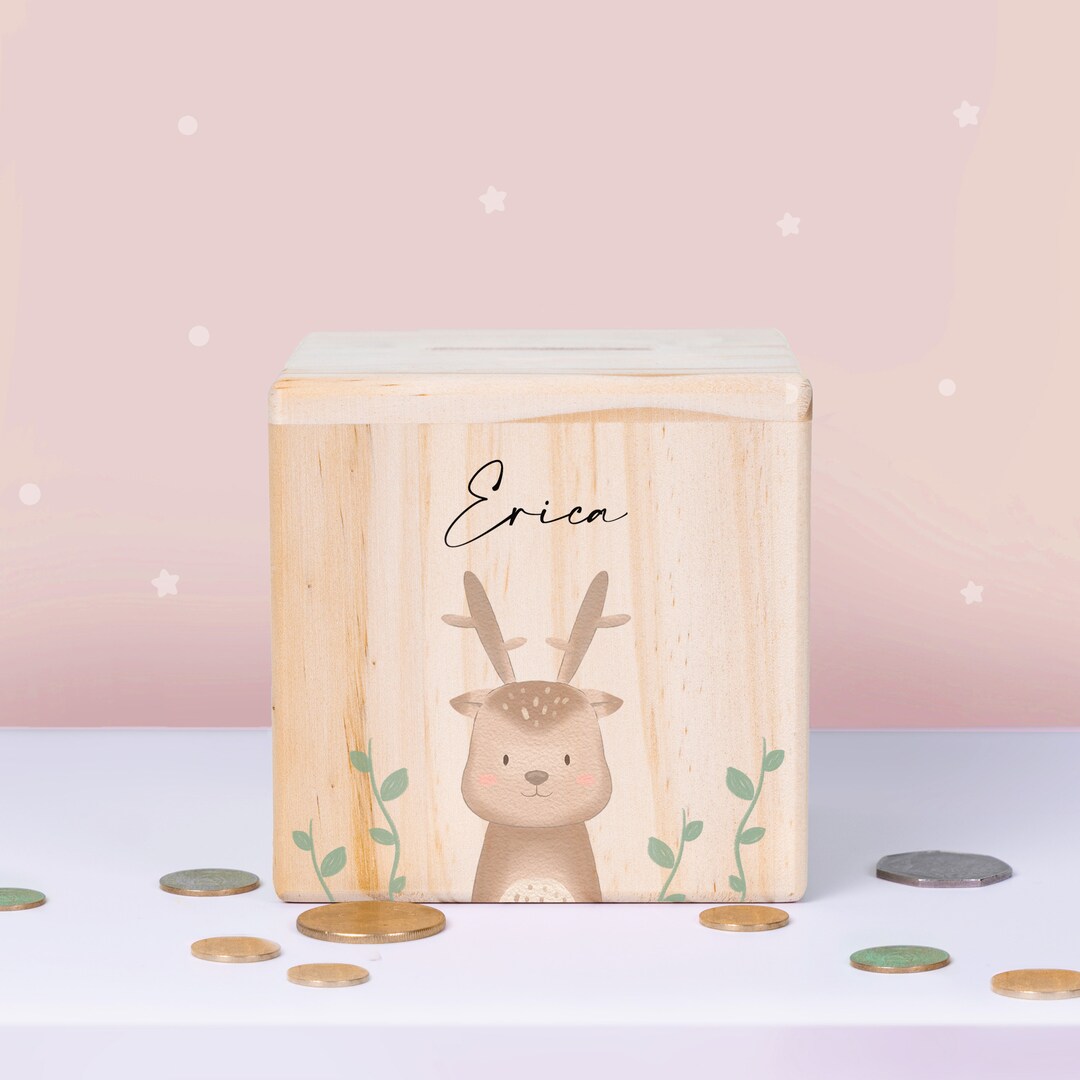 Custom Money Box, Animal Baby Money Box, Baby Piggy Bank, Wooden Money