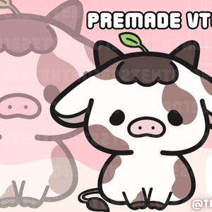 Cute Chocolate Cow VTuber for Twitch and YouTube Stream | Chibi Cow Vtuber | Premade VTuber | TTS Pet |